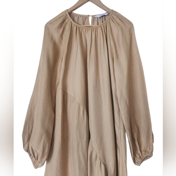 & Other Stories Voluminous Oversized Balloon Sleeve Midi Dress, Beige Size XS - Picture 3 of 14
